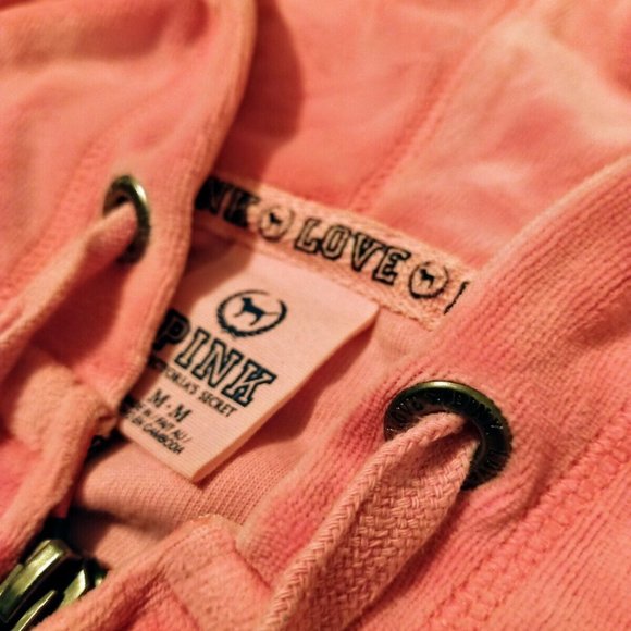 2011 Vintage Rare VS PINK Velour Full Zip Sequin Hoodie Bubblegum Pink M… - Picture 5 of 6